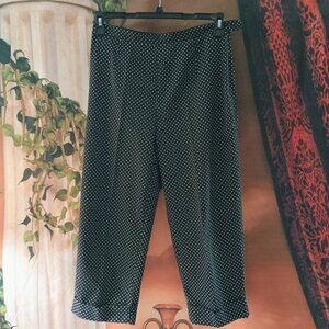 EUC: Bill Blass Sz 8 Black & White Polka Dot Capri Pants Stretch High Rise Chic